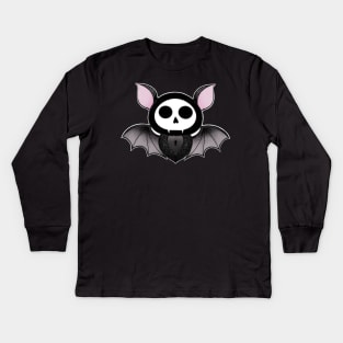 Stitched Spooky Bat Kids Long Sleeve T-Shirt